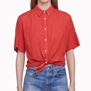 Rag & Bone Short‎ Sleeve Button Up Tie Front Shirt Small